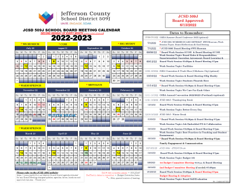 Board Calendar | Jefferson County School District 509J